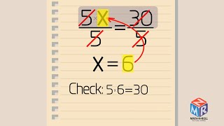 Solving Basic Equations. Part 2. How to solve multiplication and division equations.