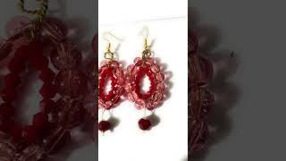 Gold plated brass wire with red beads earrings for sale