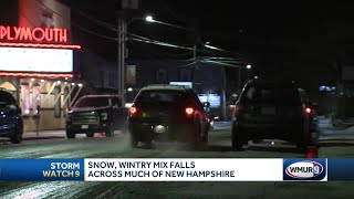 Snow begins to fall across much of New Hampshire
