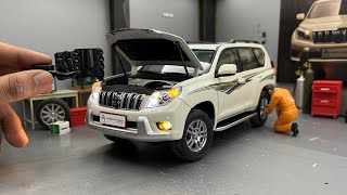 Modifying Mini Toyota Land Cruiser Prado with LED Lights at Miniature Garage | Diecast Model Car