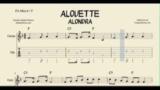 Alouette in F Major Tabs Sheet Music for Guitar with Chords