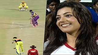 Gorgeous Kajal Aggarwal Supporting To Chennai Rhinos Against Bengal Tigers | #CCL