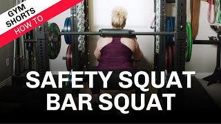 Safety Squat Bar Squat (SSB Squat): How To (Gym Shorts)