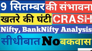 Nifty & BankNifty Analysis for 9th September Wednesday | Market Crash | Options Guide | Tuesday