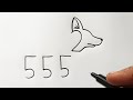How to draw Fox from number 5552 | Step by step Fox drawing 