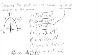 Optimization Problems shortest distance to a curve