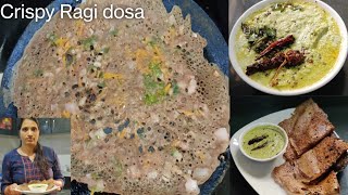 Ragi dosa recipe in kannada # Ragi dosa with coconut chutney# instant Crispy Ragi dosa # how to make