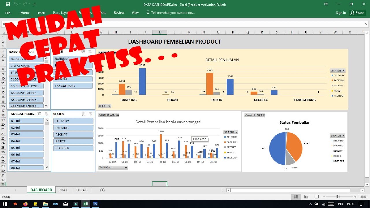 CARA MUDAH MEMBUAT DASHBOARD PADA EXCEL - YouTube