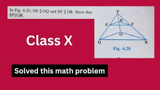 Math Problem Class X | DQ || OQ and DF || OR. Show that EF||QR |