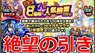 【8周年人気投票ガチャ】「奇跡レベルの絶望引き」運営さん…何もやってないよね？…去年に引き続き相性最悪らしいわ【モンスト】