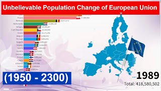 Unbelievable Population Change of European Union Countries (1950 - 2300) Most Populated Countries