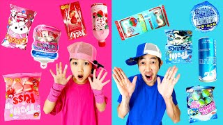 Pink VS Blue Food challenge and Lunch Box Challenge Mukbang 핑크 파란색 음식 챌린지