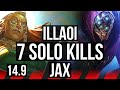 ILLAOI vs JAX (TOP) | 7 solo kills, 9/1/1, Legendary, 700+ games | EUW Master | 14.9