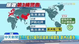 20200315中天新聞　防疫擴大！　歐27國、杜拜　入境須居家檢疫14天