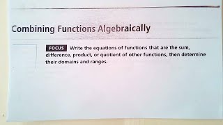 4.2 Combining Functions Algebraically