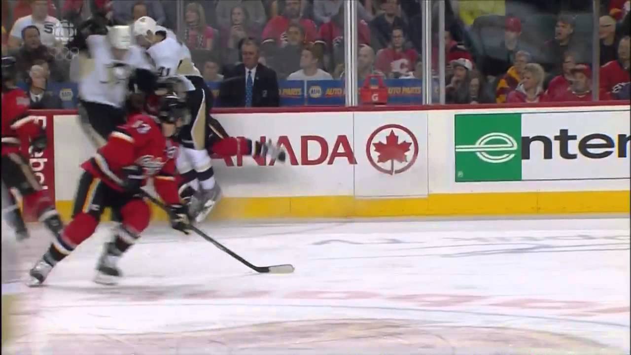 Penguins Vs Flames January 11th 2014 HD - YouTube