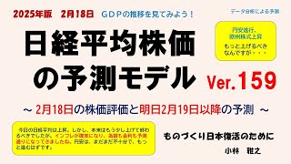 ２月18日 GDP推移を見てみよう！　日経平均株価の予測モデルVer 159