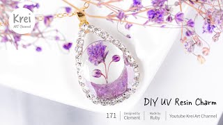 【UV レジン】ドライフラワーを使って、DIYブレスレットチャーム〜♪UV Resin - DIY Bracelet Charm with Dried Flower.