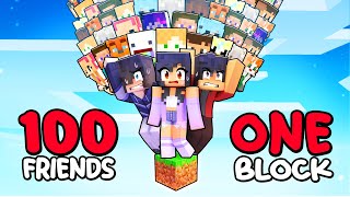 100 FRIENDS on ONE BLOCK in Minecraft!