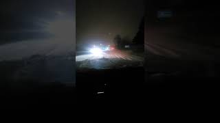 Driving in Heavy Snowfall, at least 10cm snow in cold winter night, York Region, Toronto, Canada