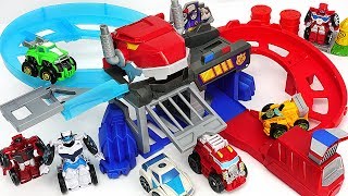 Transformers Rescue Bots Flip Racers Chomp and Chase Raceway play with Robocar Poli! #DuDuPopTOY