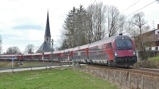 Railjet (RJ 65) nach Budapest und Eurocity (EC 87) nach Venedig kuppeln im Münchner Hbf zusammen ...