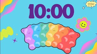 [10분]귀여운 무지개 젤리곰 타이머/정리,청소,쉬는시간,미션 타이머/10 minute timer/10 minute gummie rainbow countdown