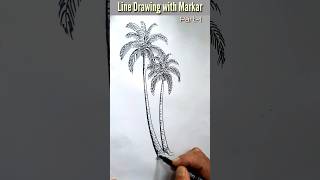 Drawing Palm Tree 🌴 | Line Drawing #shorts #viral #shortvideo #art