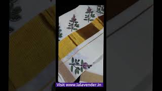 La Lavender Onam Special - Thulasi Print Kasavu Saree