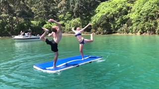 TRYING GYMNASTICS WITH MY AIRTRACK ON WATER!