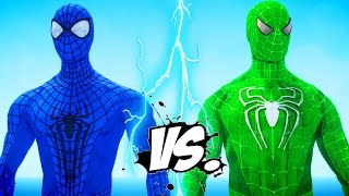The Amazing Blue Spiderman vs Green Spiderman