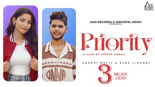 Priority (Official Video) Flop Likhari & Sakshi Ratti | Punjabi Songs 2023 | Jass Records