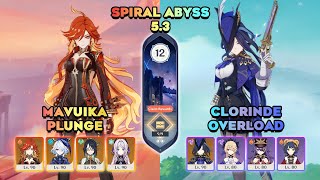 C0 Mavuika Plunge \u0026 C0 Clorinde Overload | Spiral Abyss 5.3 Floor 12 3 Star | Genshin impact