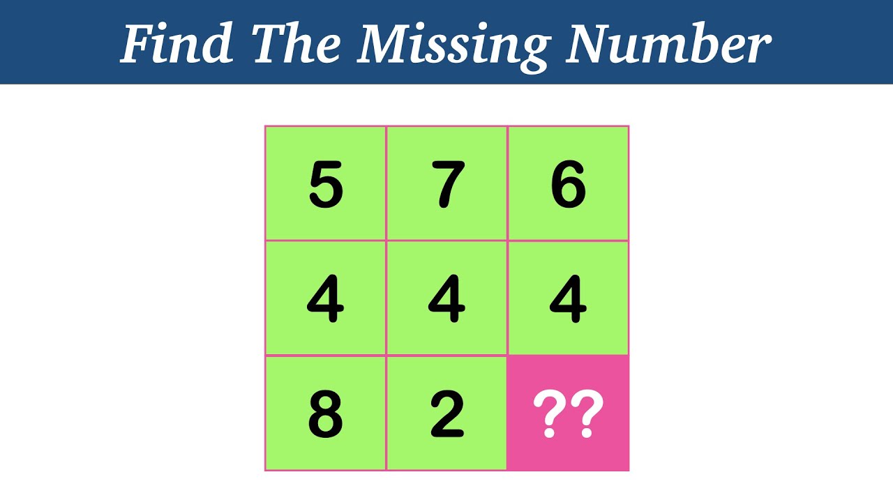 Find The Missing Number Number Puzzle Youtube