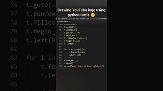 Drawing YouTube logo using python turtle 😯 Most easy python project ever #shorts #python