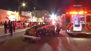 LAFD Rescue Two Trapped Under Vehicle | Los Angeles