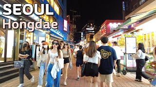 The hot streets of Hongdae on a Saturday night full of youth 🔥🔥🍺🍺 | Seoul 4k, Binaural Sound