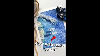 HOW TO WATERCOLOR | Easy Ocean Watercolor Step by Step #watercolortutorial #watercolorart #shorts