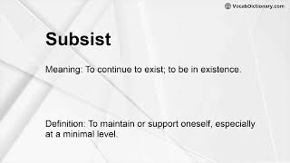 Subsist Meaning