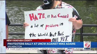 Protesters rally on UNCW campus against Mike Adams