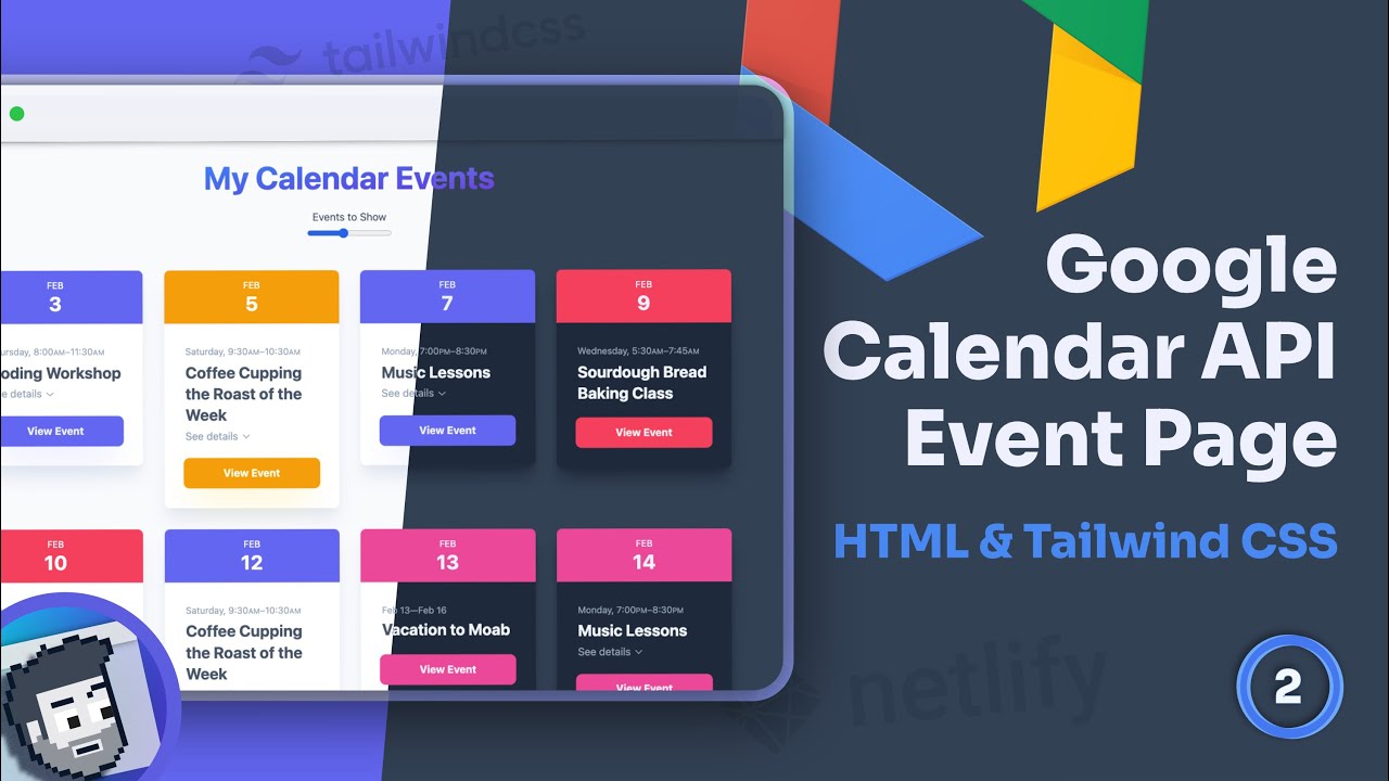 Google Calendar API Event Page (Tailwind Project) | HTML And Tailwind ...