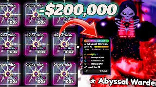 Spending 1000+ Divine Wishes ($200,000) For Shiny Spectral Warden | Anime Defenders