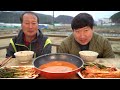 파 송송~ 갓 꺼낸 계란 탁~ 아버지와 야외 라면 먹방 instant noodles with eggs 요리 u0026먹방 mukbang eating show