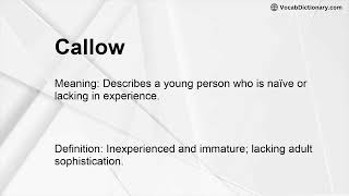 Callow Meaning
