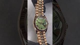 Fresh new Rolex Day-Date 40 , solid 18k everose gold anniversary olive green dial