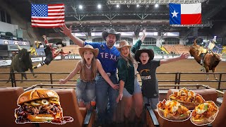 New Zealand Family see Bull Riding for the first time! (Trying TEXAS stadium foo