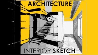 how to draw interior in perspective #1 / ARCHITECTURE SKETCH
