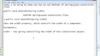 Java Programming Tutorial -SpringLayout.Constraints-8- public void setWidth(Spring width)