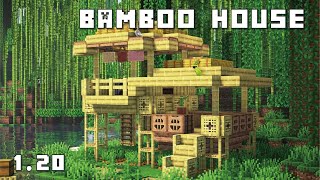 【Minecraft 1.20】 How To Build a Simple Survival House (bamboo house)｜竹子茅草屋｜竹子建築