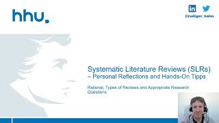 Tutorial Literature Reviews - Part 1: Rational, Types of Reviews and Appropriate Research Questions